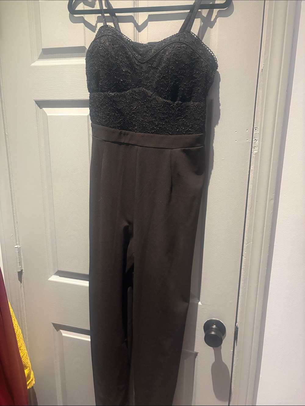 Black Lace Bodice Spaghetti-Strap Jumpsuit